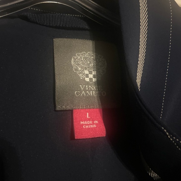 NWOT Vince Camuto Navy Striped Zip up lightweight jacket size large - Picture 2 of 14